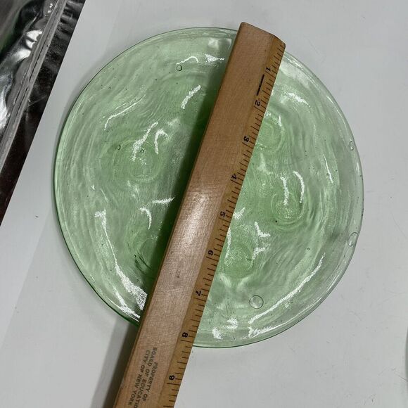 1920s Consolidated Glass Catalonia Green Bubble Uranium Salad Plate 8" Luncheon - Picture 8 of 9